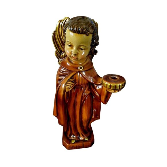 Vintage Christmas Holiday Angels 10” Pair Candle Stick Holders Japan - Picture 7 of 8